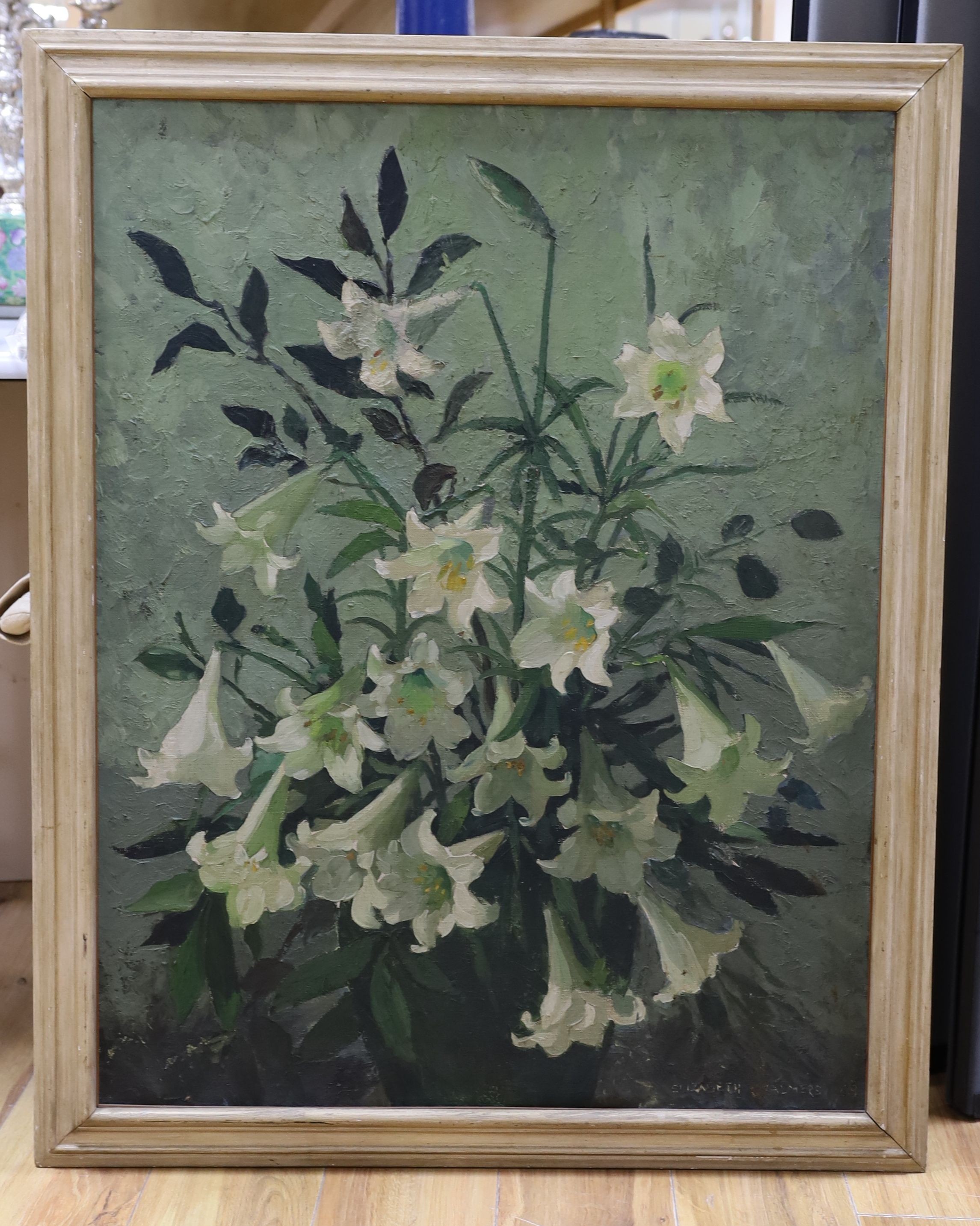 Lady Elizabeth Chalmers (1894-1939), oil of canvas, 'Lilies', signed, 91 x 70cm